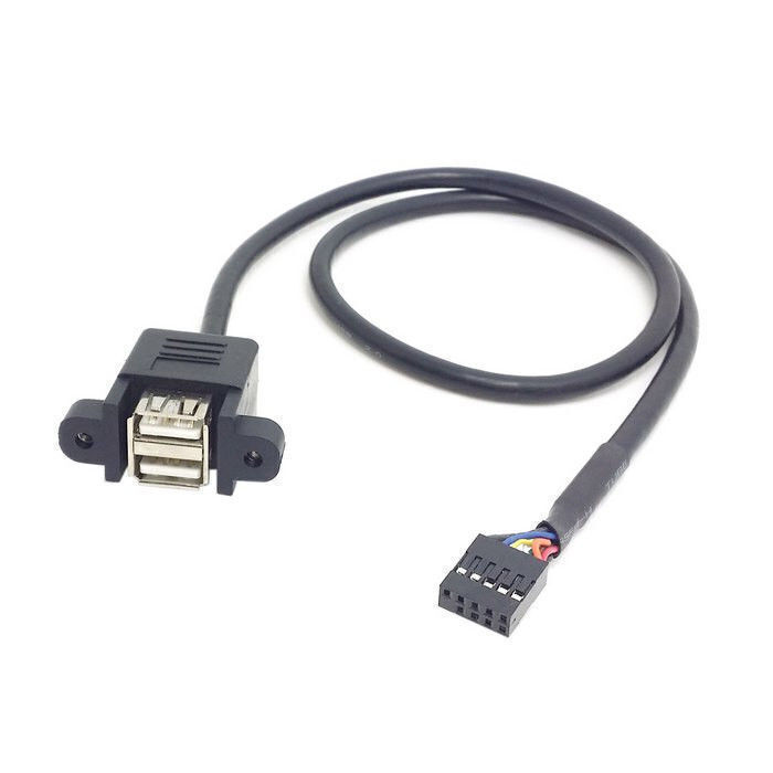 Cablecy Dual USB 2.0 A Type F to Motherboard 9-P Header Cable with Panel