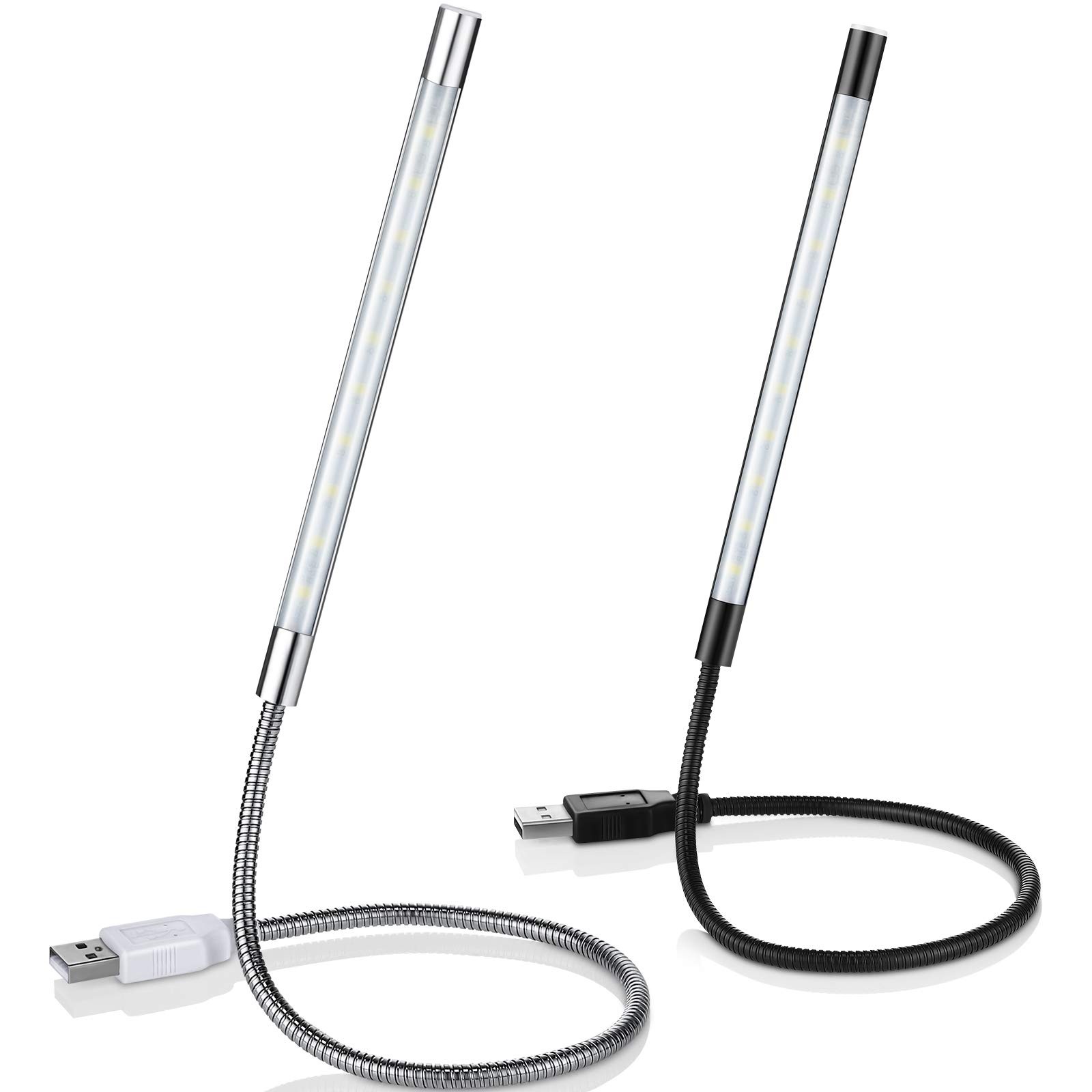 Mudder 2 Pieces USB LED Light for Laptop Keyboard Medium, Black, Silver