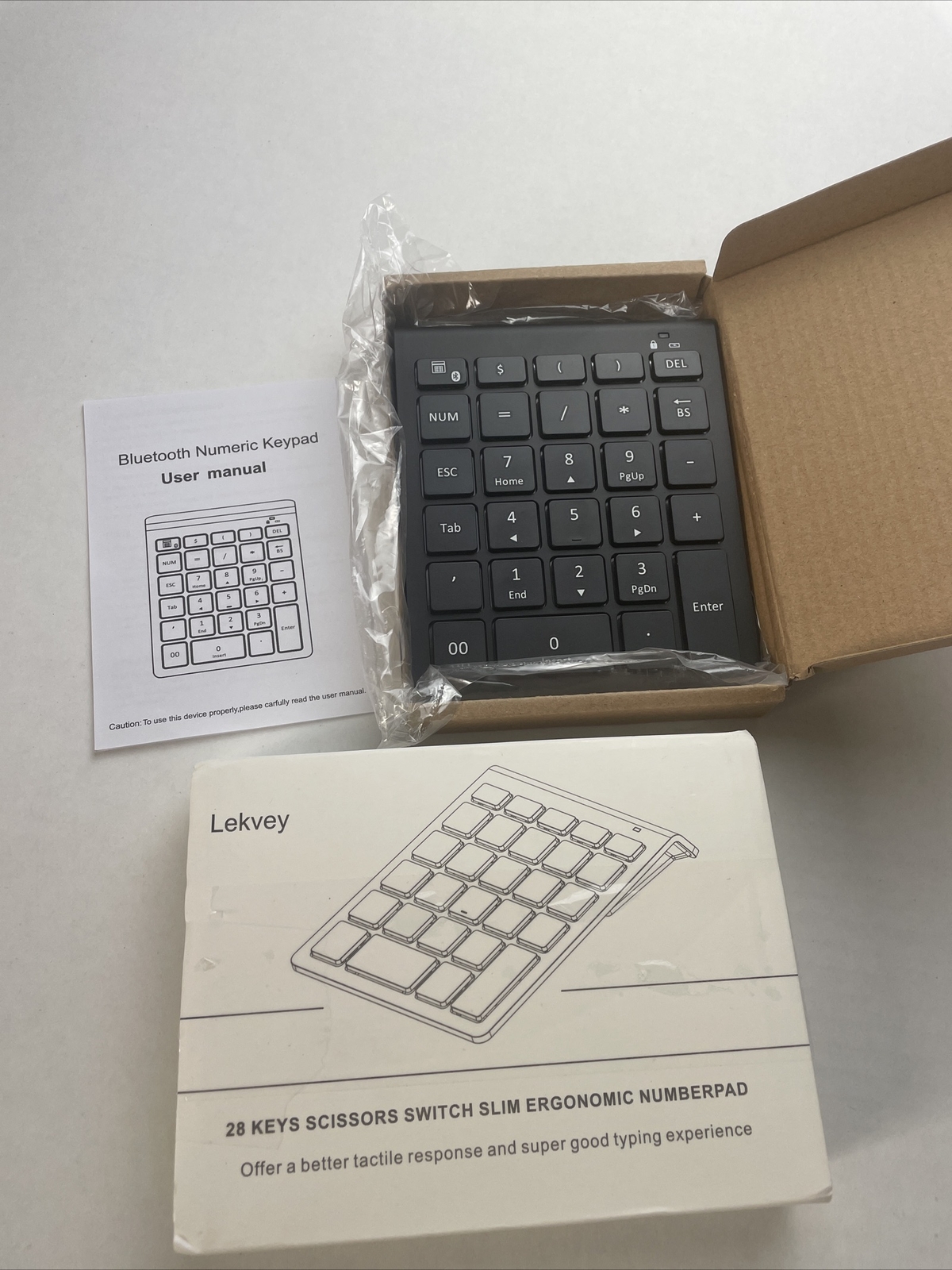 Bluetooth Number Pad LEKVEY Wireless 28 Keys Scissors Switch Slim Ergonomic