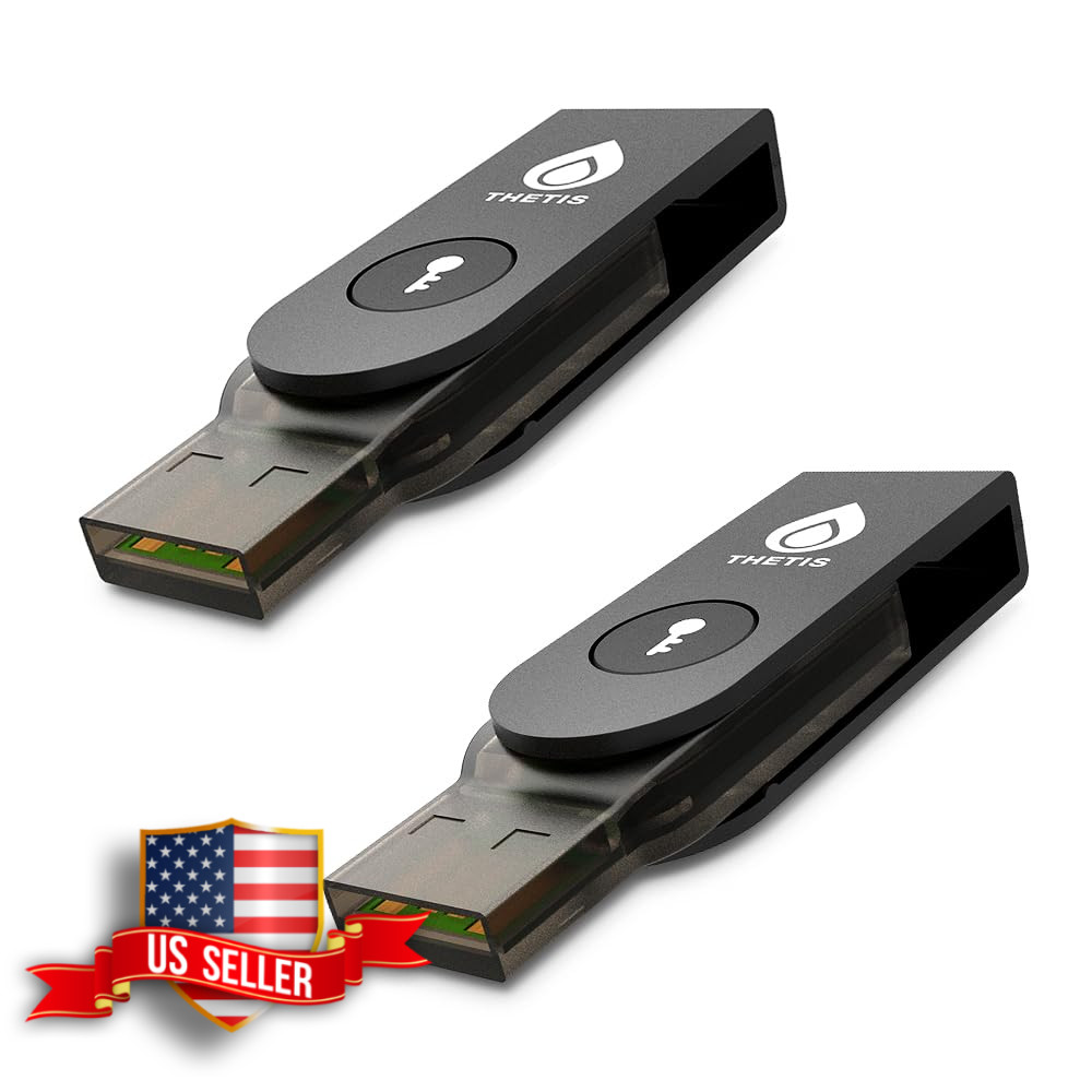 Thetis PRO-A USB A FIDO2 Security Key 2 Pack for MFA and Passkey Access