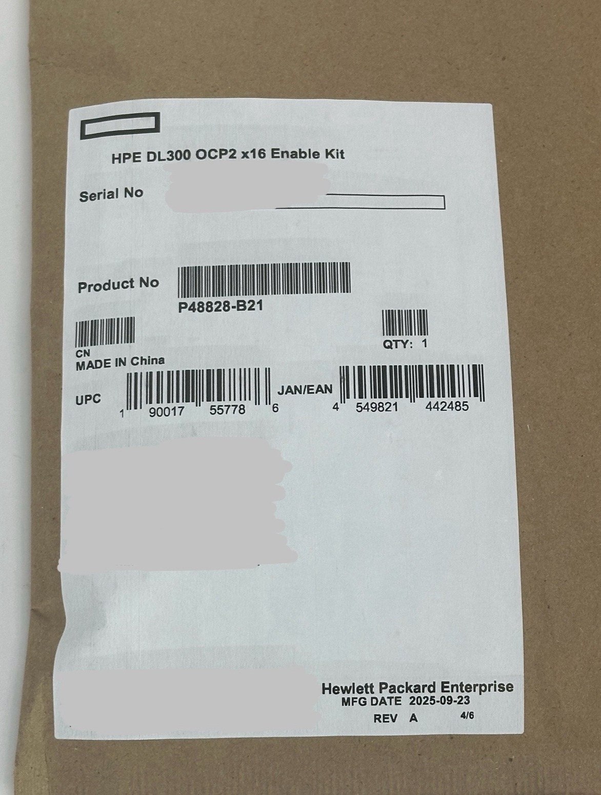 HPE P48828-B21 DL3XX DL360 DL380 Gen11 x16 OCP2 x16 Enablement Kit