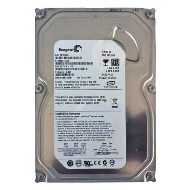 Replacement for Seagate 160Gb 3.5" Sata Hdd 7200Rpm 9CZ112-160 Seller Warranty