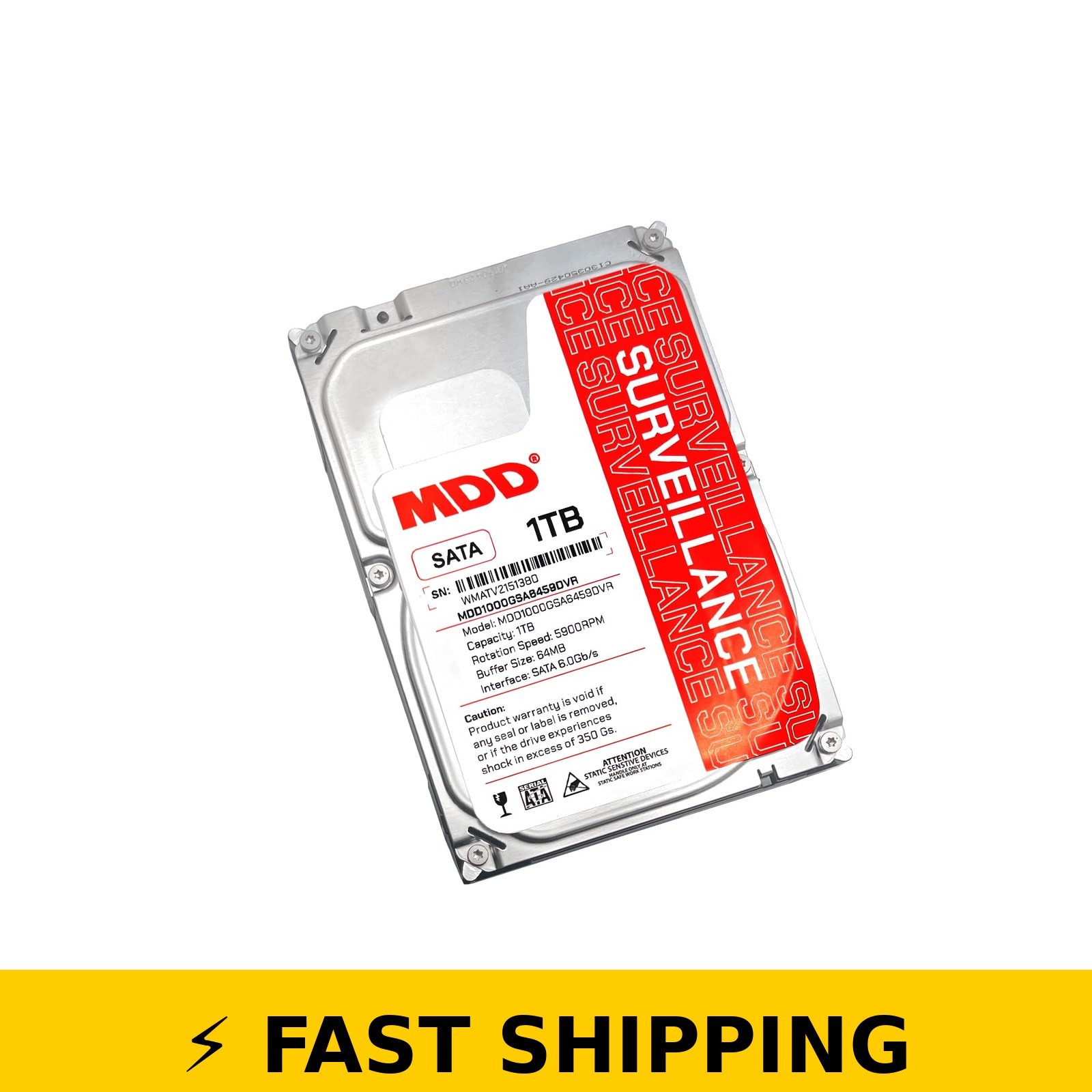 MDD 1TB 5900RPM Internal Surveillance Hard Drive - Renewed