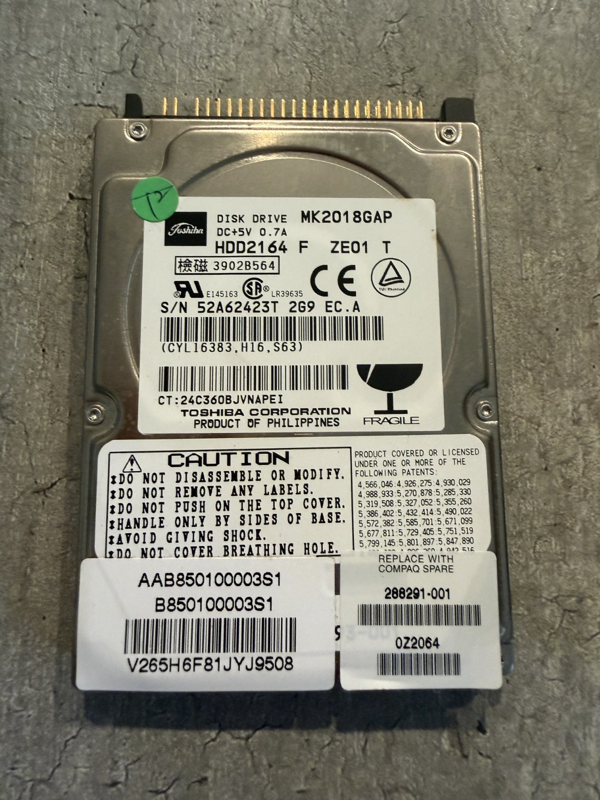 Toshiba HDD2164 MK2018GAP 20GB Hard Drive