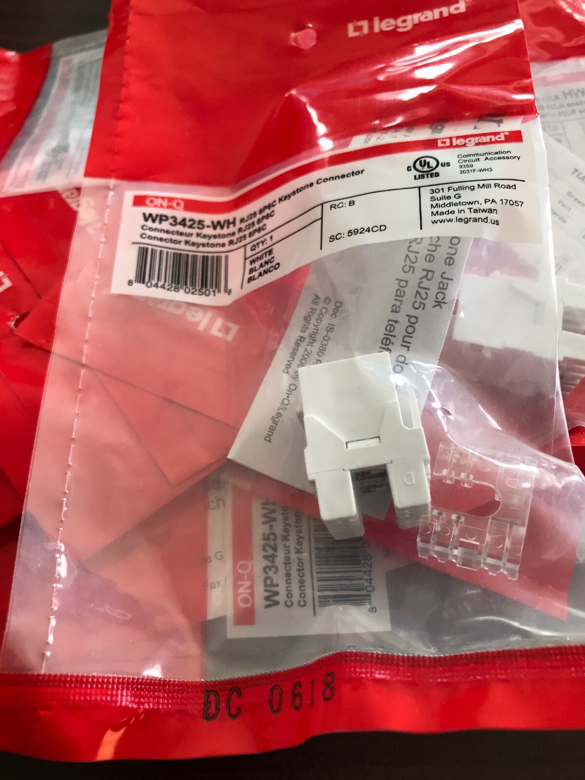 17 NEW Legrand On-Q WP3425-WH RJ25 6P6C Keystone Connectors White (T56)