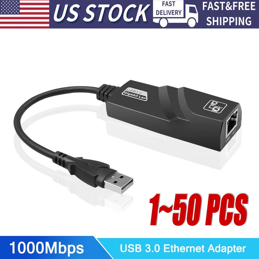 USB 3.0 Gigabit Ethernet LAN RJ45 1000Mbps Network Adapter For Windows PC LOT