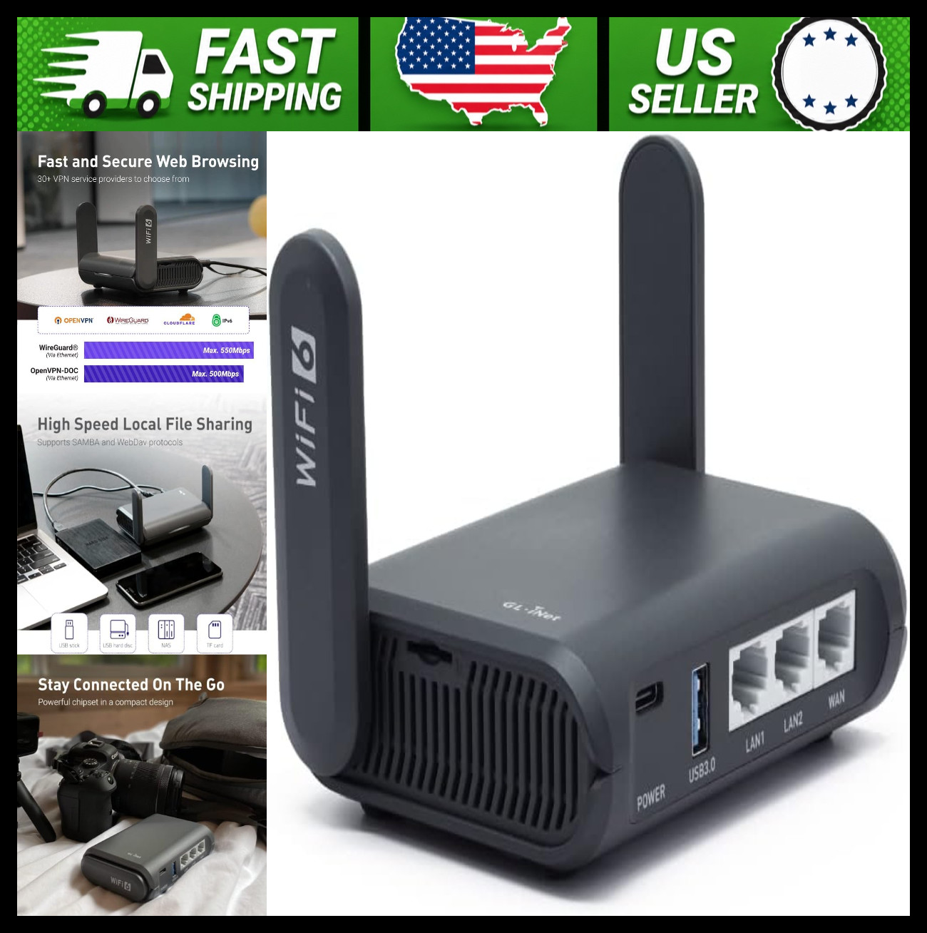 GL.iNet Slate AX Wi-Fi 6 Travel Router with VPN
