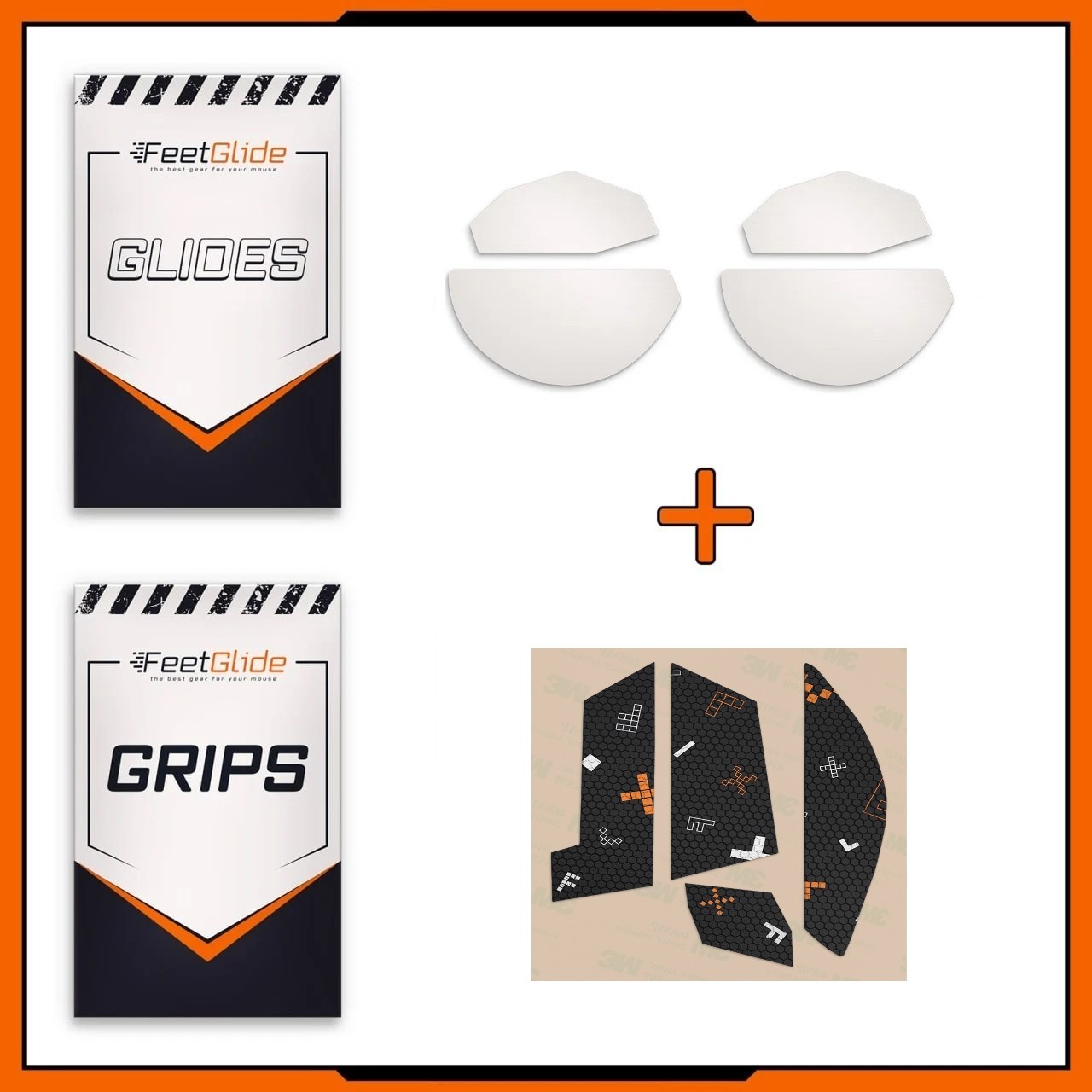 FeetGlide PTFE Mouse Skates & Grip Tape Bundle for Corsair Darkstar Wireless RGB