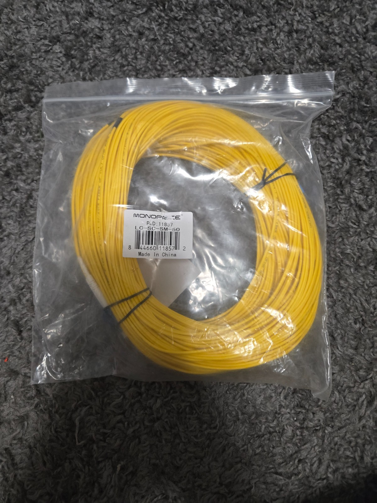 Lot of 4 Monoprice Fiber Optic Cables - 3x LC-SC Single Mode Duplex 50M (164ft)