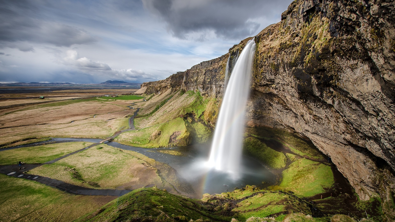 Landscape waterfall nature rocks iceland seljalandsfoss Custom Gaming Mat Desk