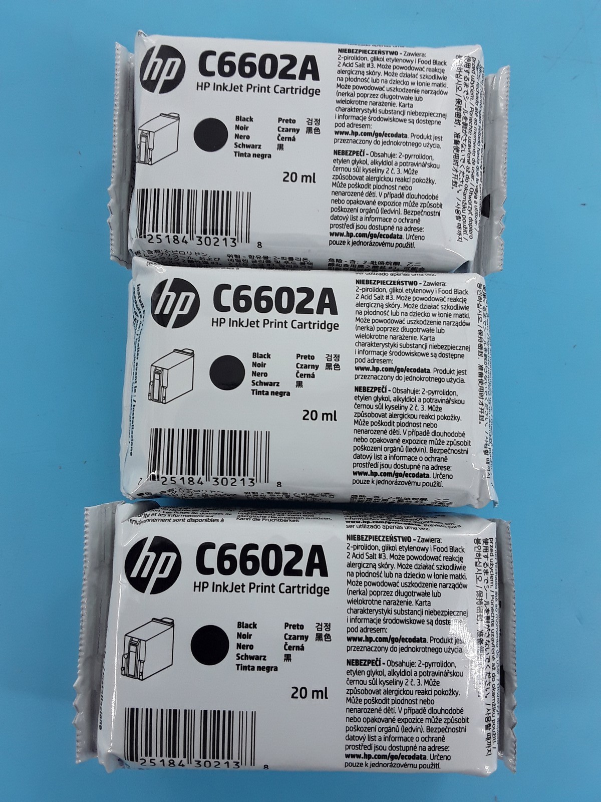 3 Pack-Genuine HP C6602A Black Ink Cartridges – OEM Sealed – Expired nov 2023