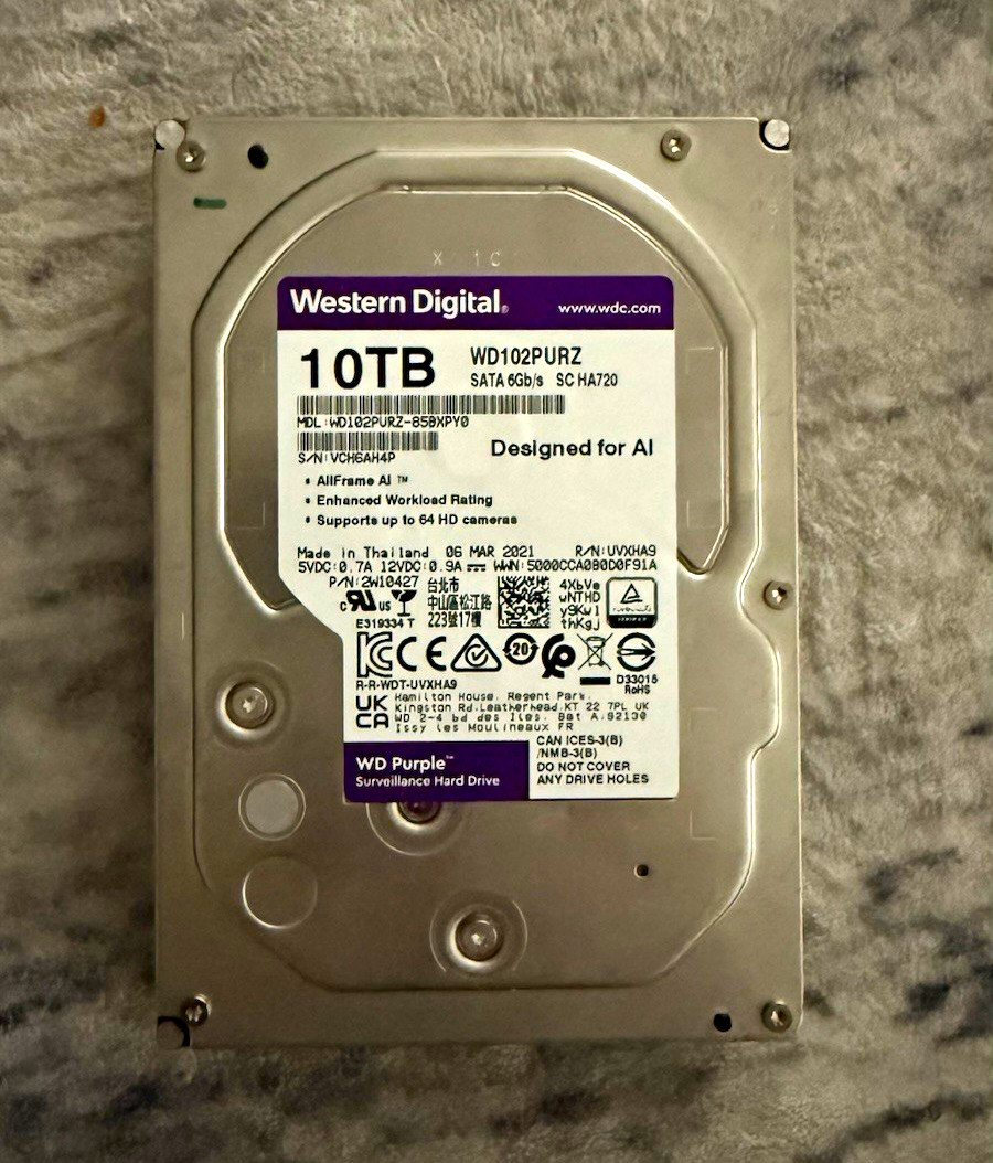 Western Digital WD Purple 10TB 3.5" SATA III 7200RPM 256MB HDD WD102PURZ
