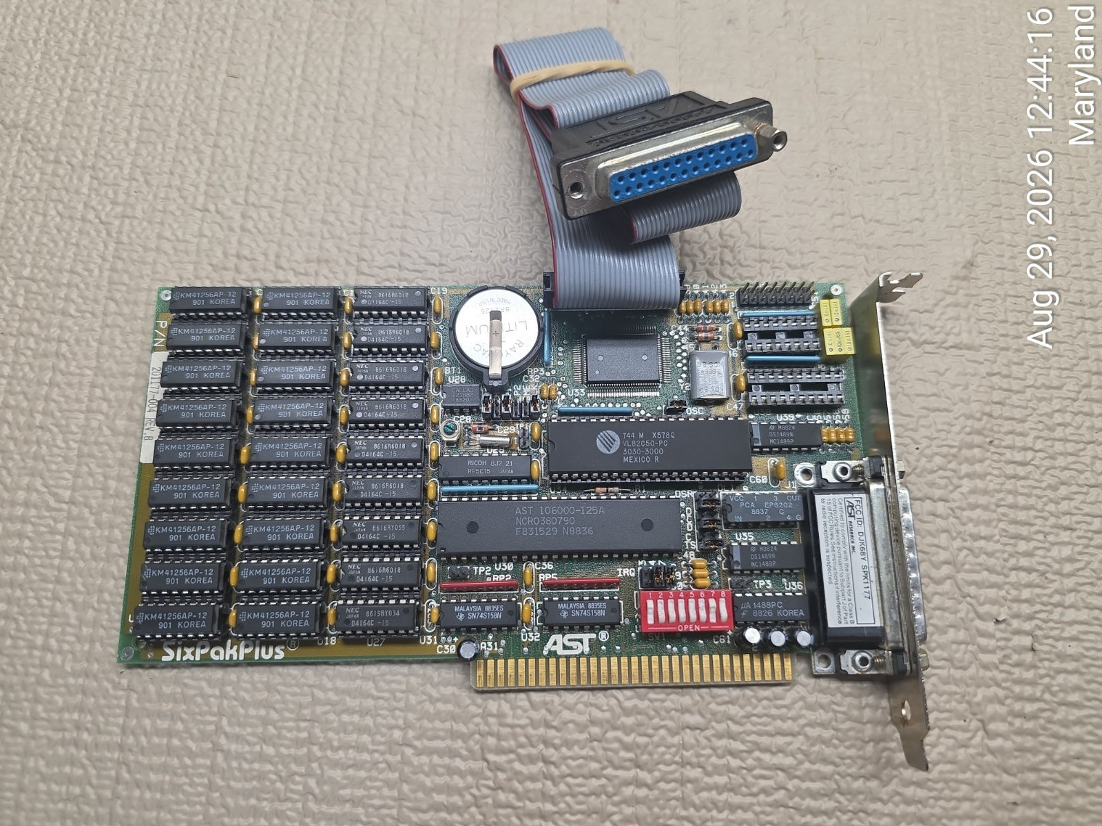 Vintage AST Research SPK-MICA-064 ISA Controller Card Board w/ Ribbon Cable
