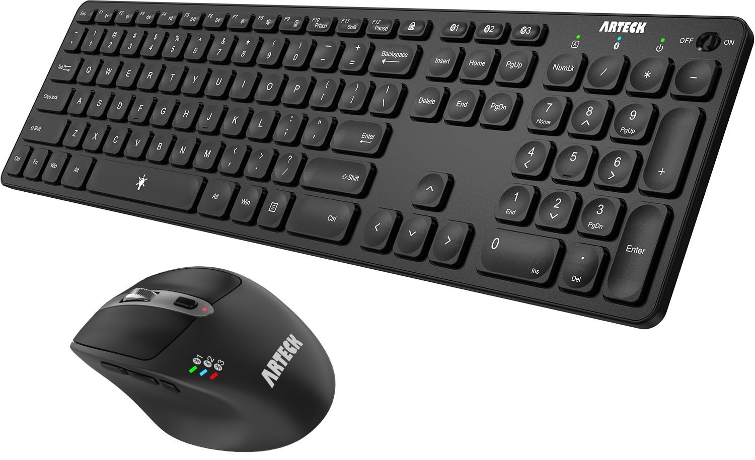 Universal Multi-Device Bluetooth Keyboard and Mouse Full Size Wireless