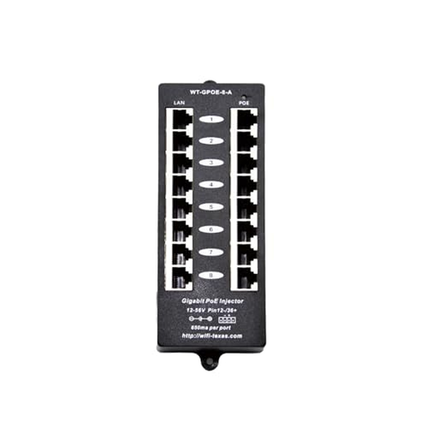 PoE Texas 8-Port Gigabit Passive PoE Injector, No Power Supply