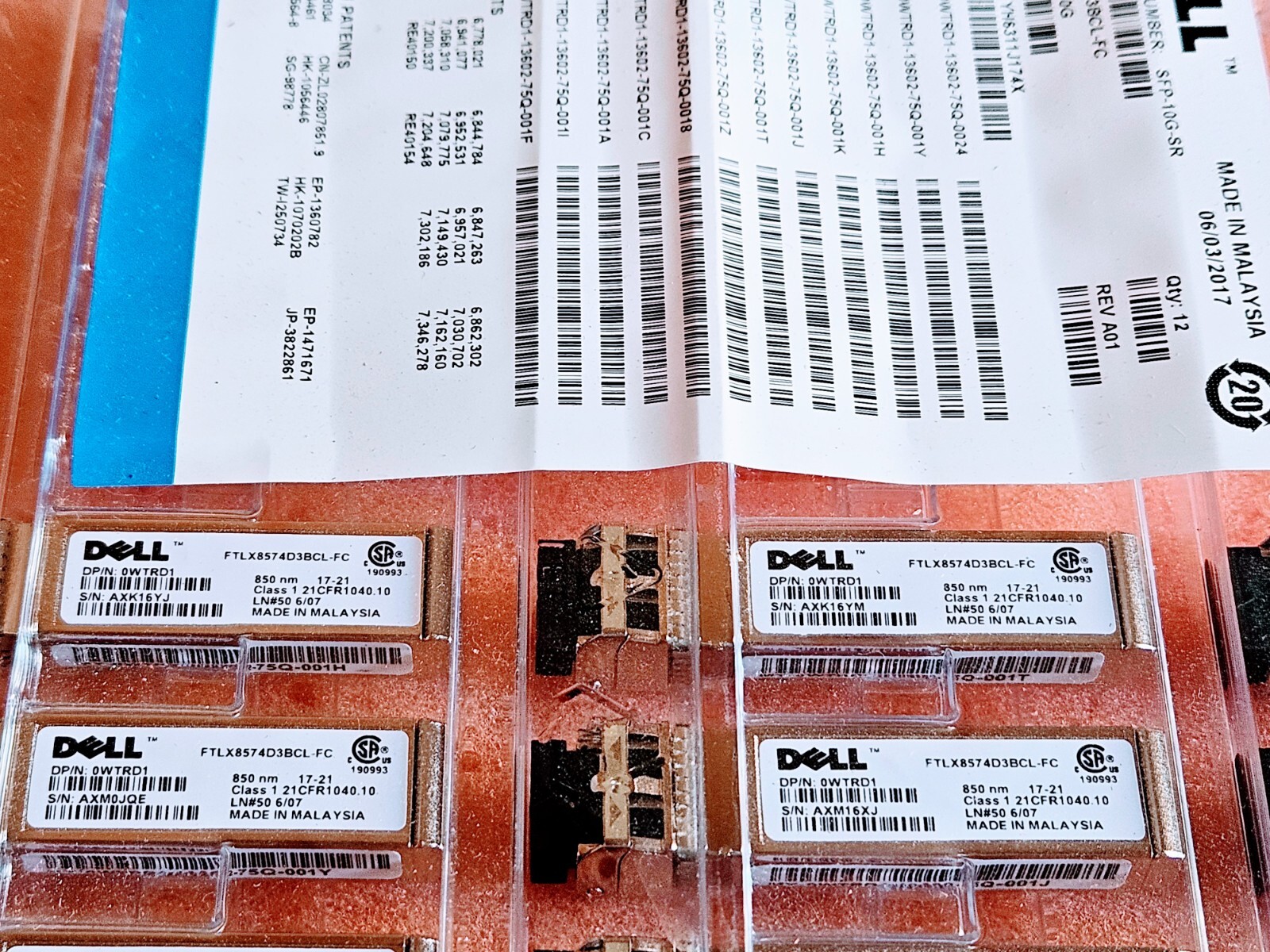 NEW DELL XCVR 10Gb SFP+ 400m 10GBASE-SR FTLX8574D3BCL-FC 0WTRD1 Transceiver