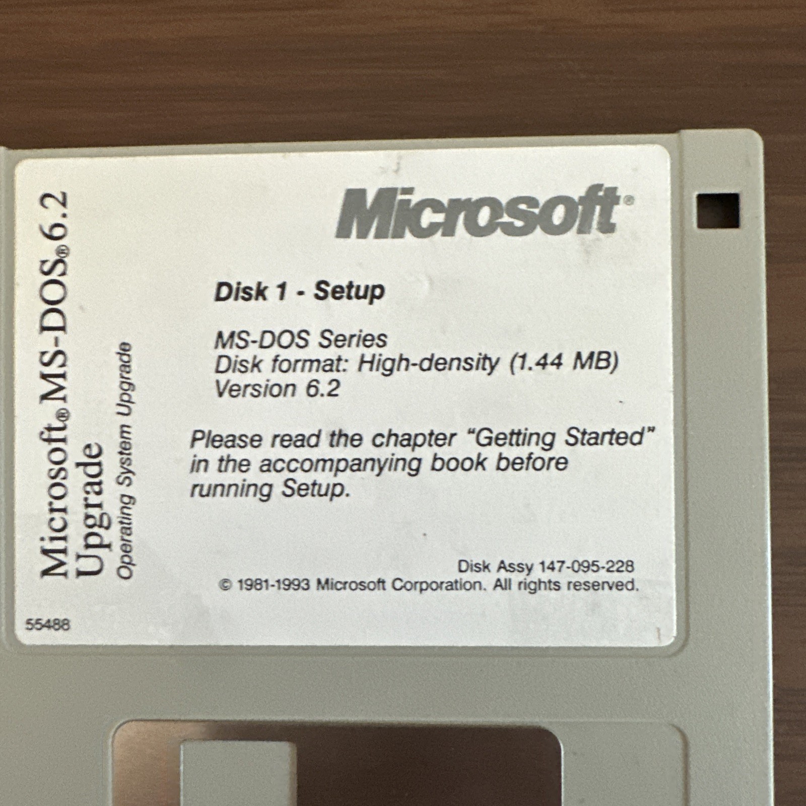 Microsoft MS-DOS 6.2 Upgrade 3 Disk Floppy Set 1.44MB Vintage