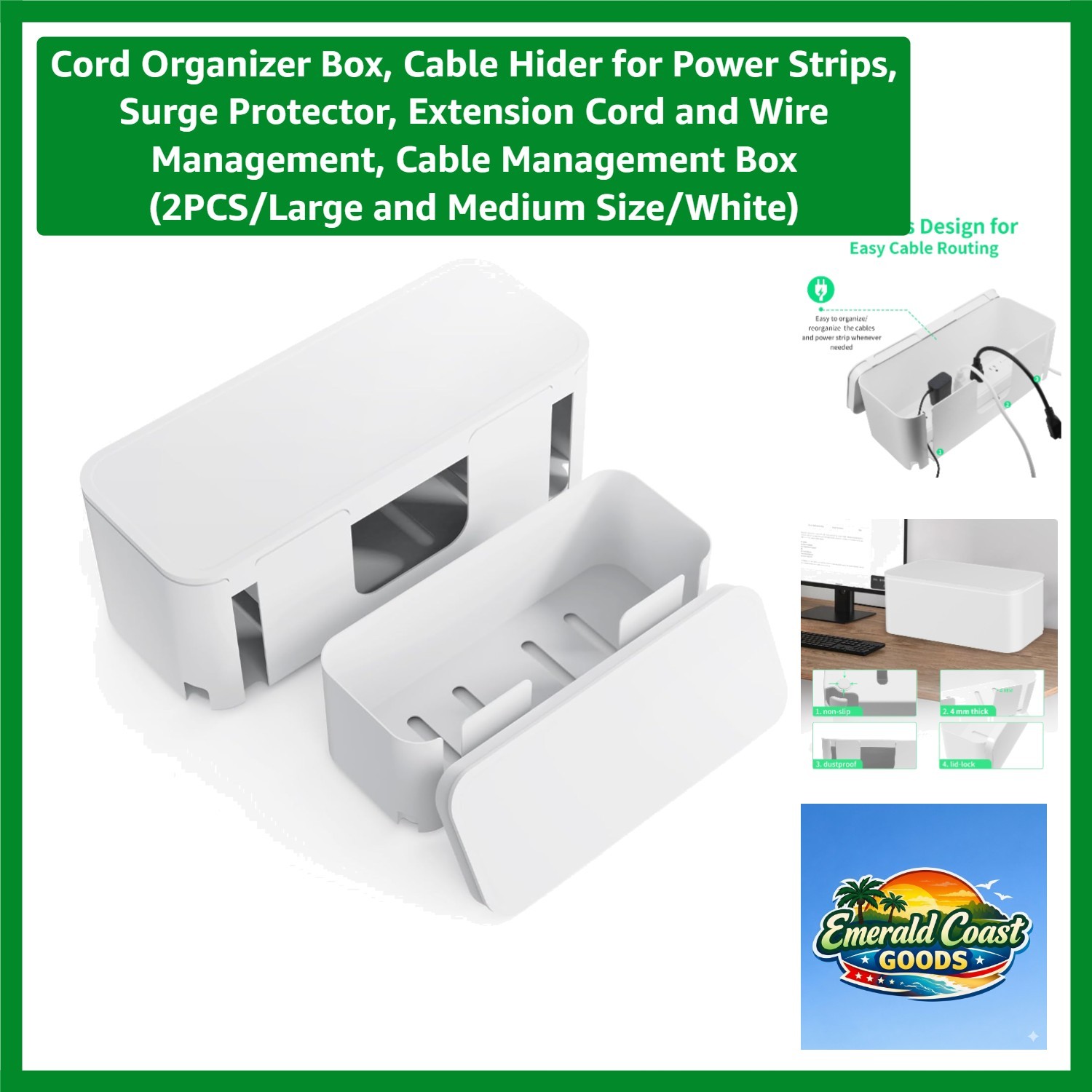 Stylish Cable Management Box Set - Hide Clutter with Large & Medium Options