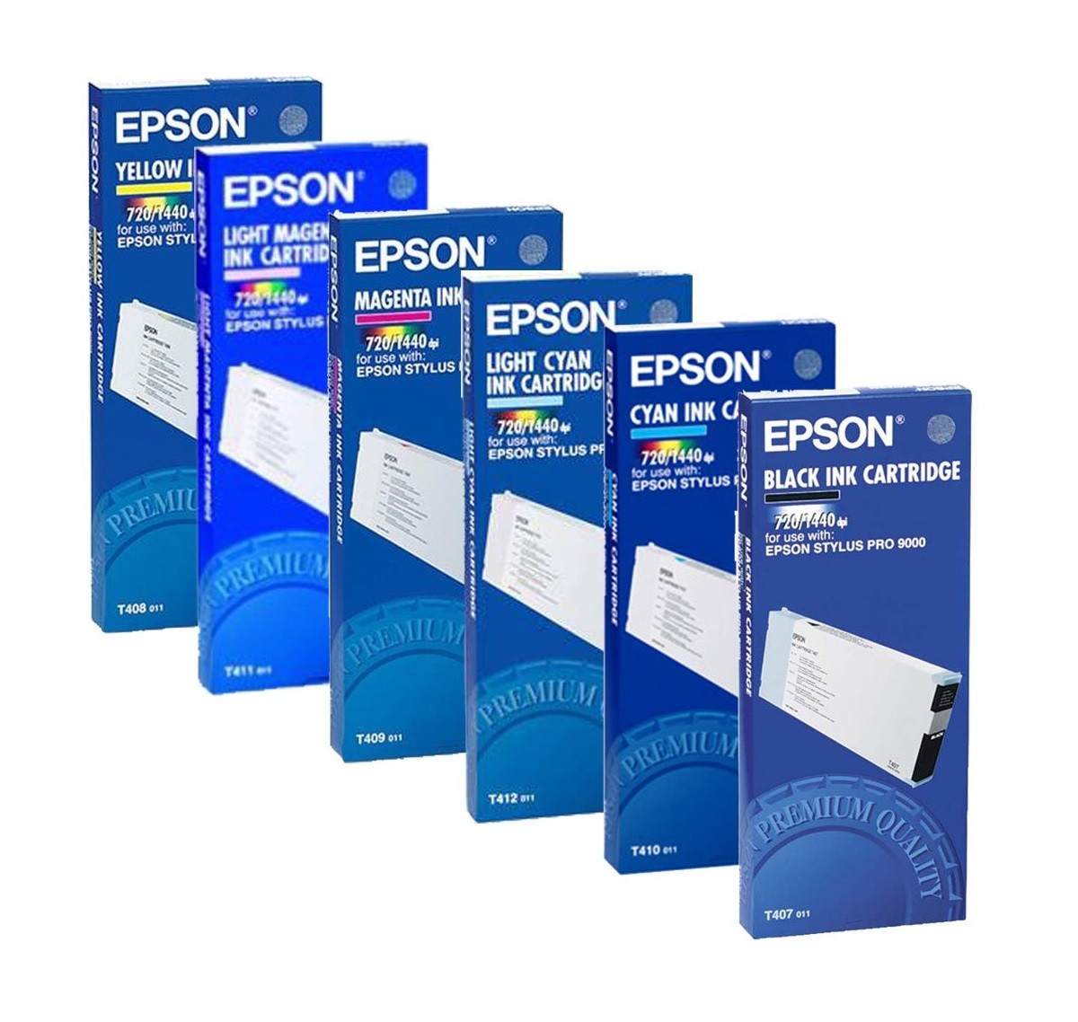 6 x Original Ink Epson Stylus Pro 9000 / T407 T408 T409 T410 -T412 Cartridges