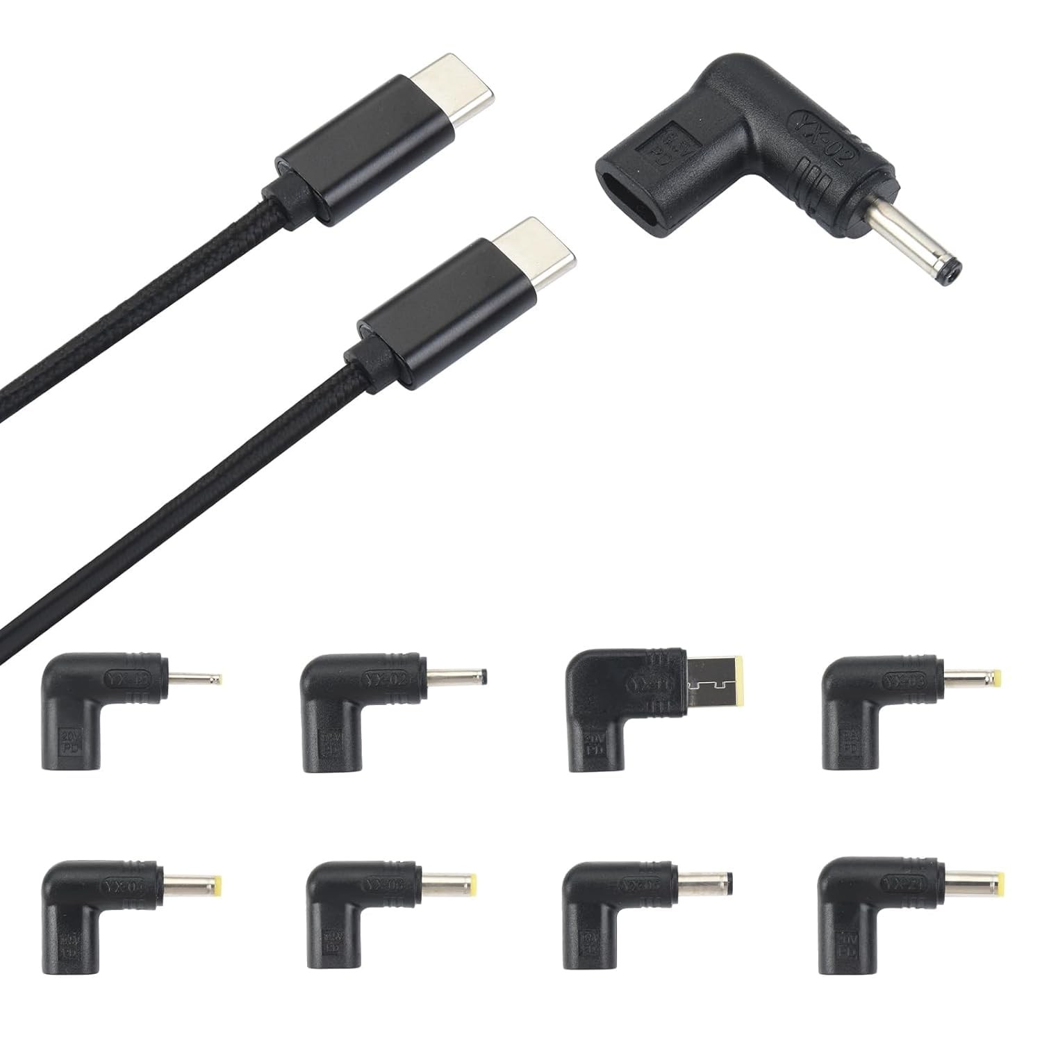 aceyoon 8-in-1 100W USB C to DC Adapter, 90 Degree Right Angle, 5.5x2.1mm... 