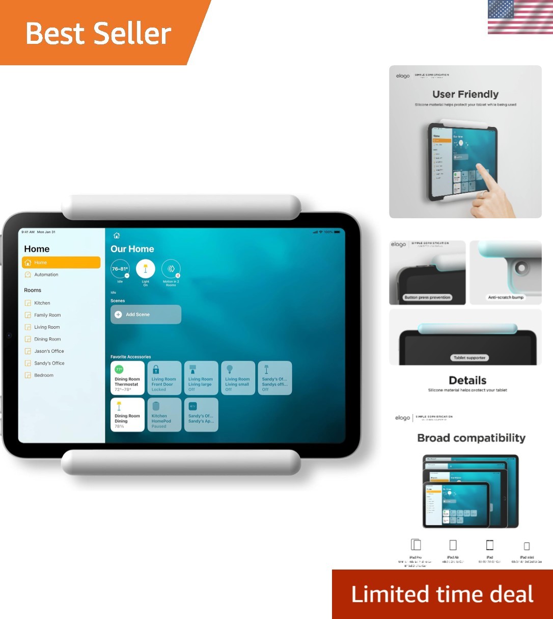 Elegant iPad Wall Mount - Easy Install, Scratch Resistant for Home Automation