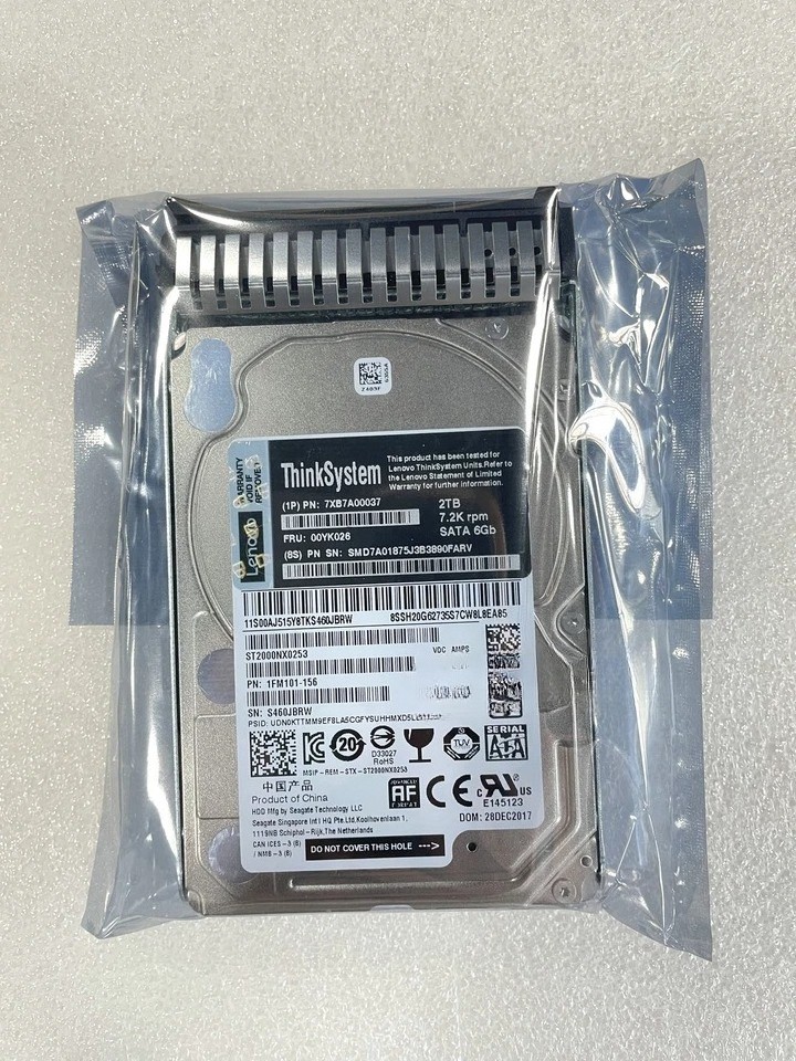 FOR LENOVO ThinkSystem 00YK026 7XB7A00037 2TB 7.2K SATA 6G 2.5" HDD Hard Drive