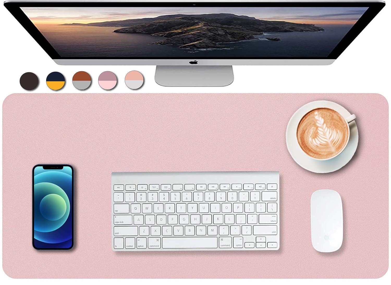 Dual Sided PU Leather Desk Pad, Pad, Office Desk Mat, Non-Slip Laptop Desk Pa...