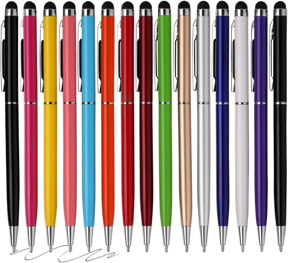 15 Pack Stylus Pens for Touch Screens, Silver & Mixed Colors