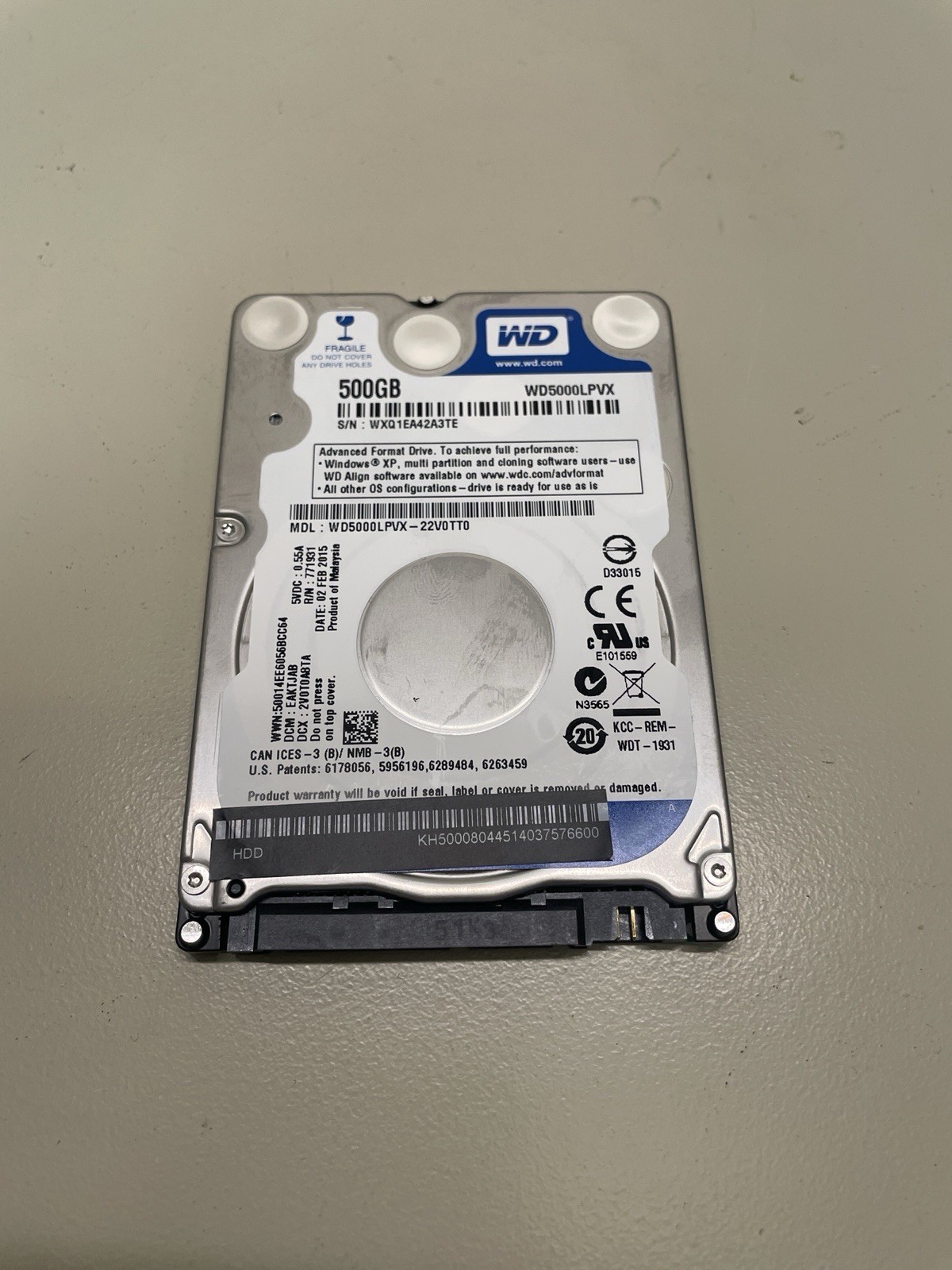 Western Digital Blue 500GB Internal 5400RPM 2.5" (WD5000LPVX) HDD