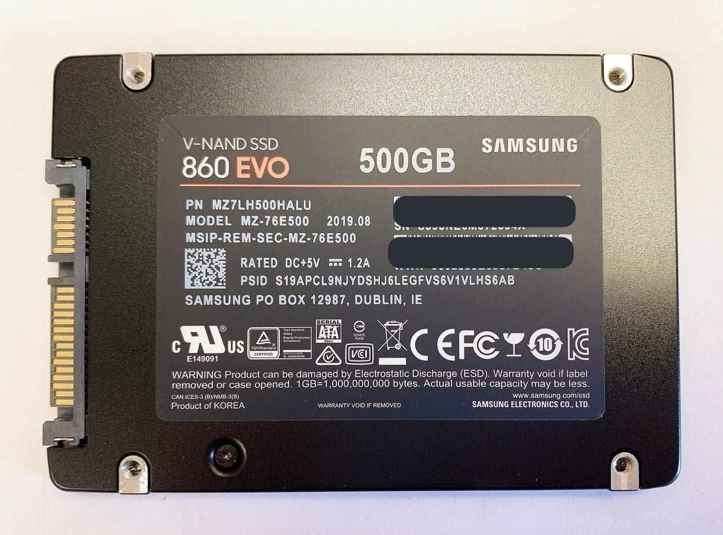 Samsung 860 EVO 500GB 2.5" SATA SSD MZ-76E500B Used