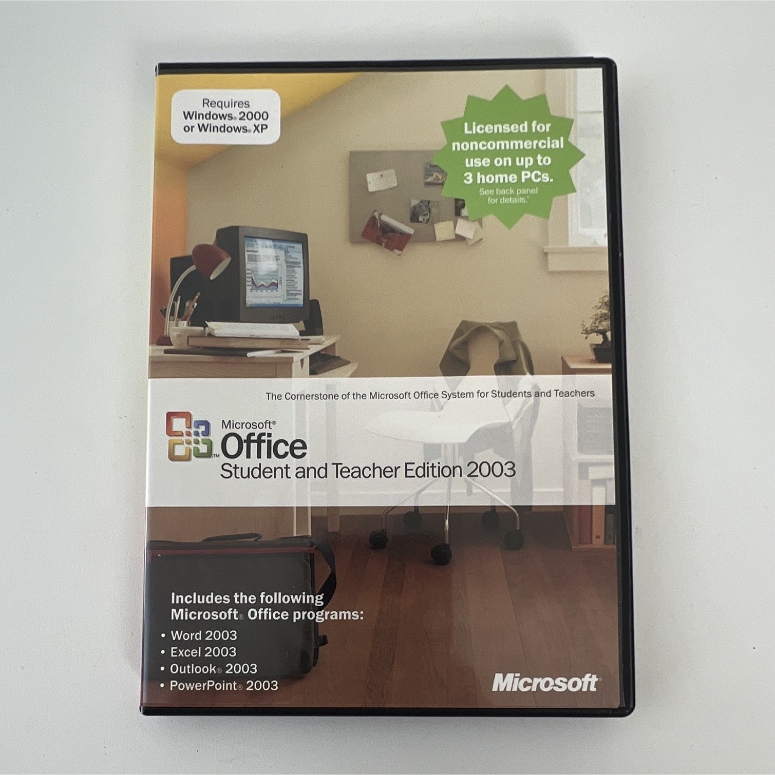 Microsoft Office Student and Teacher Edition 2003 Windows CD Case with Key