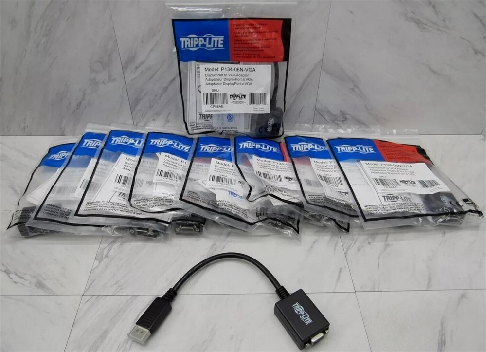 NEW Lot of 20 DisplayPort to VGA Adapter DP Tripp Lite P134-06N-VGA Cables