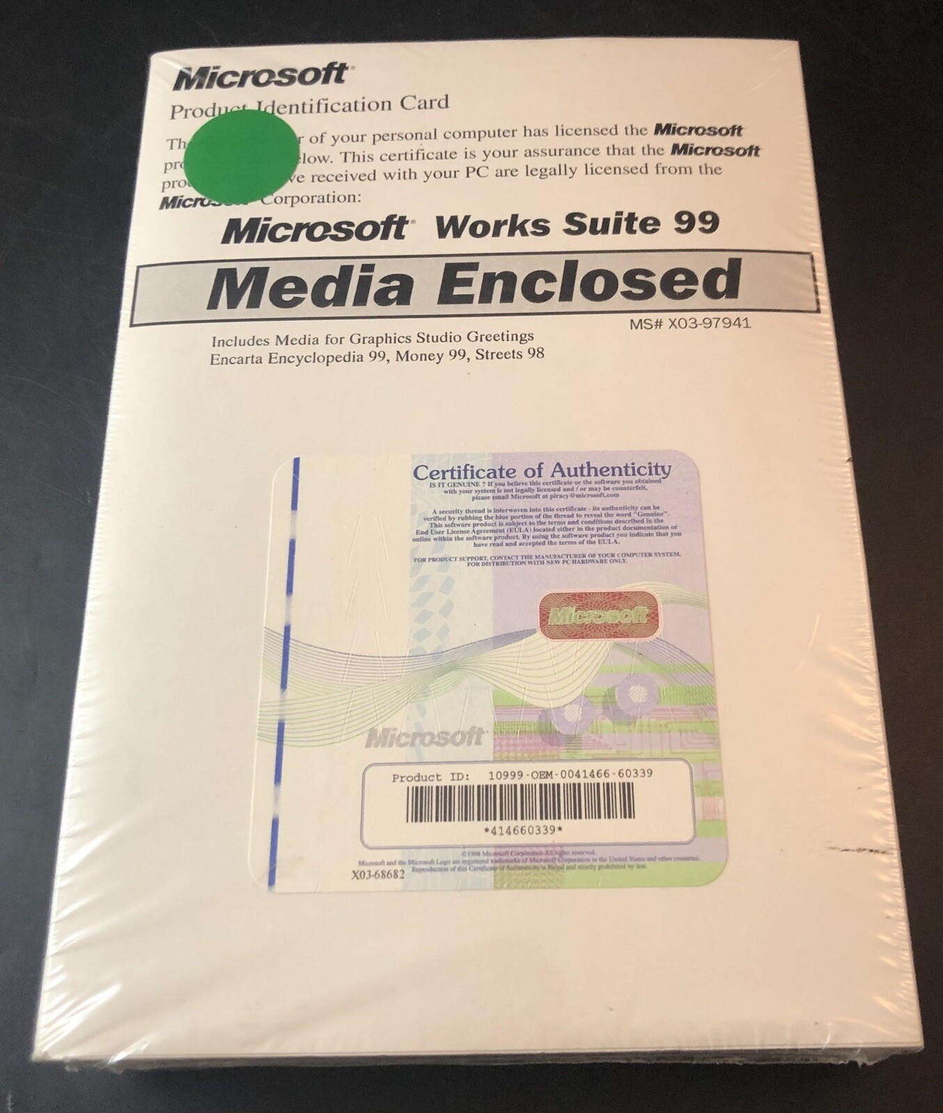 NEW Microsoft Works Suite 99 With Product Key, Vg2