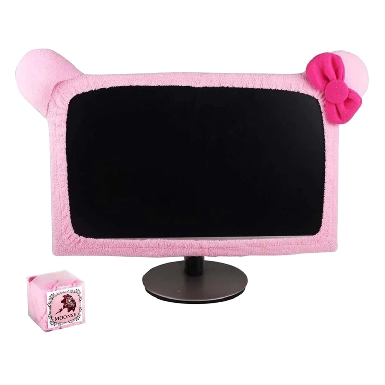 Kawaii Cat Ear Monitor Cover - Pink Dustproof Protector for 20-29 Inch Screens