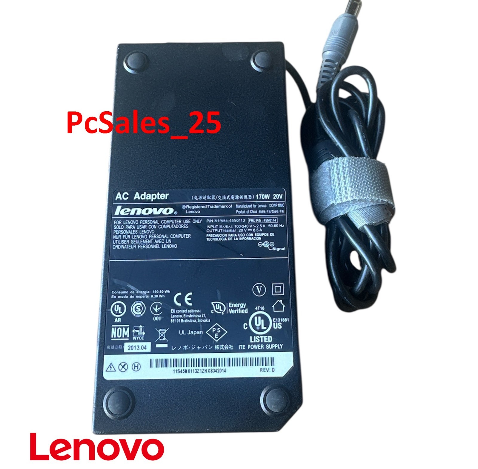 Lot (5) Lenovo ThinkPad W520 W530 W700 170W AC Adapter Charger PSU 45N0114
