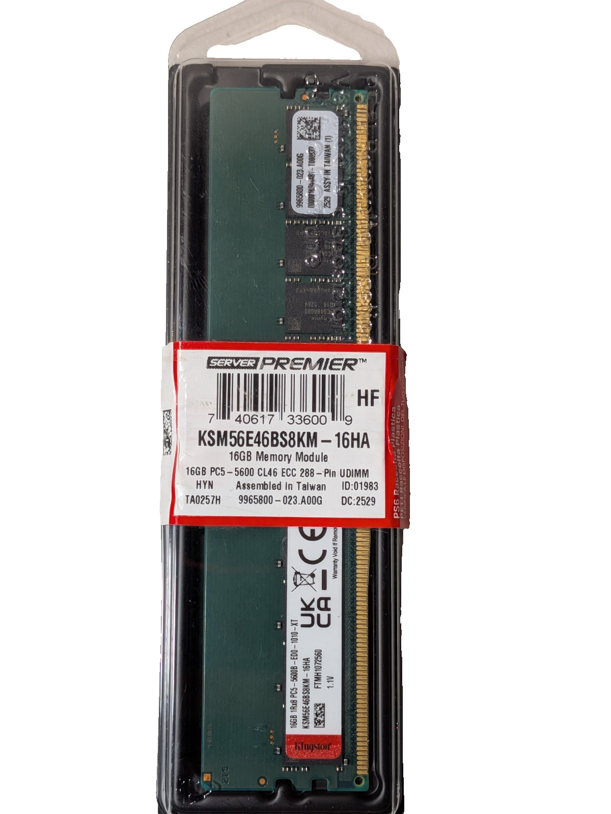 Kingston 16GB 5600 ECC Registered RDIMM KSM56R46BS8-16HA 1Rx8 Hynix DRAM LOCK