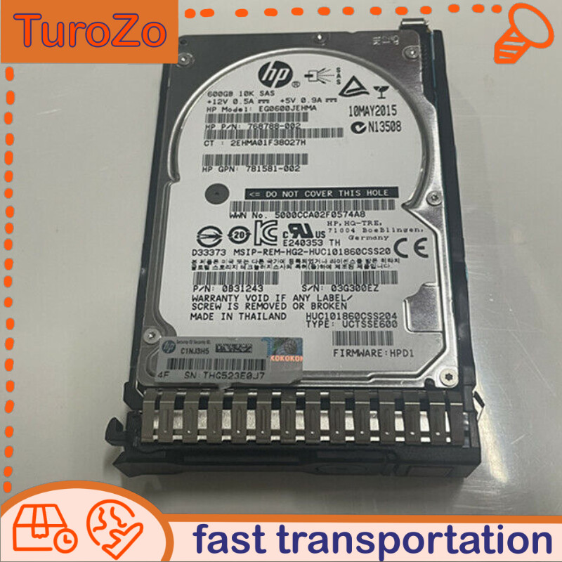 NEW 781577-001 HP 600GB 12G SAS 10K SFF 2.5 SC HDD 781516-B21 768788-002