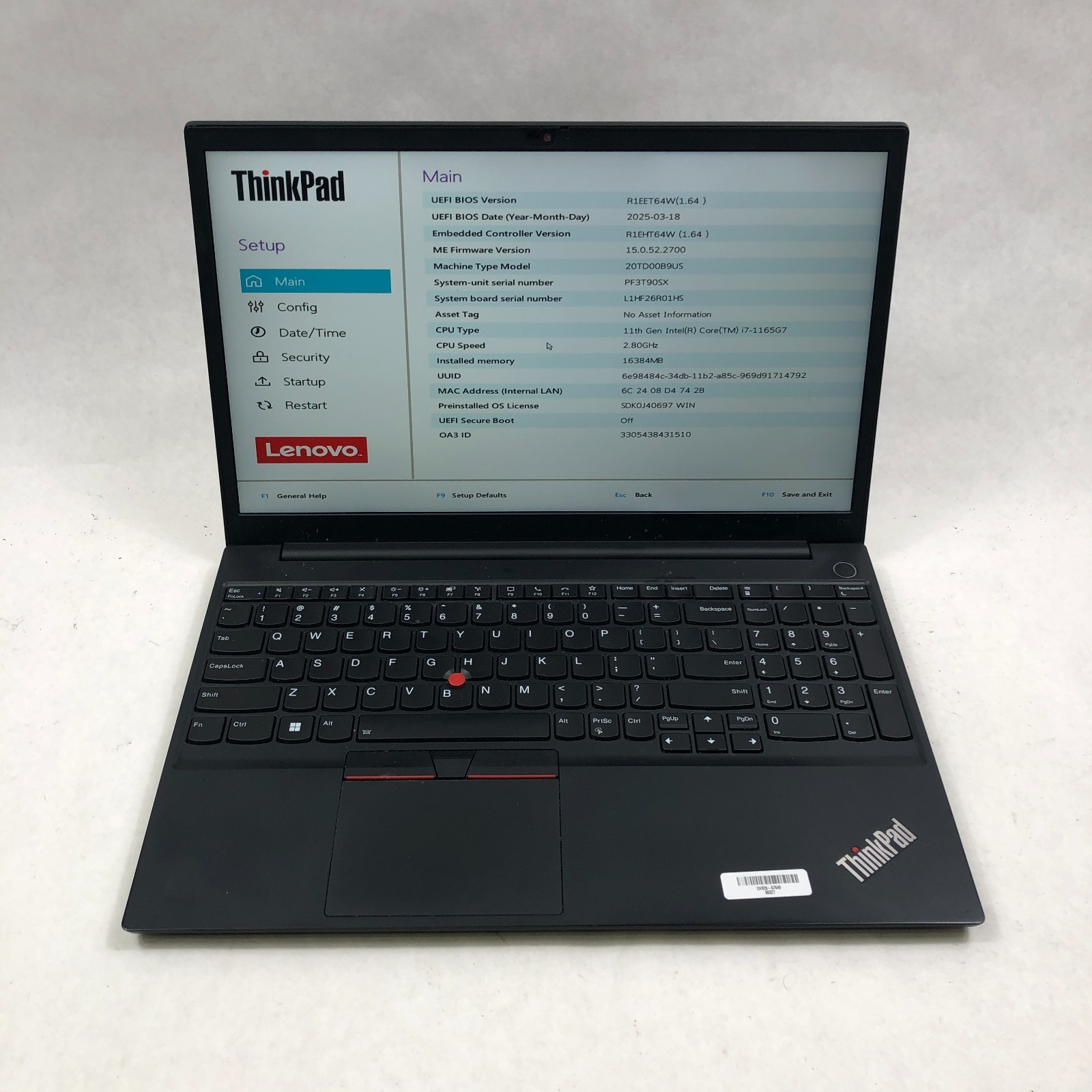 Lenovo ThinkPad E15 Gen 2 15.6'' 512GB SSD Intel Core i7-1165G7 2.8GHz 16GB RAM