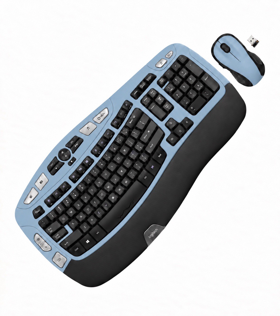Logitech MK550 Comfort Wave K350 French Blue Wireless Ergonomic Keyboard M510