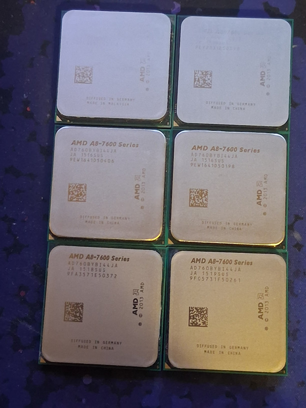 This is a lot of 6 AMD A8 7600 series CPU's