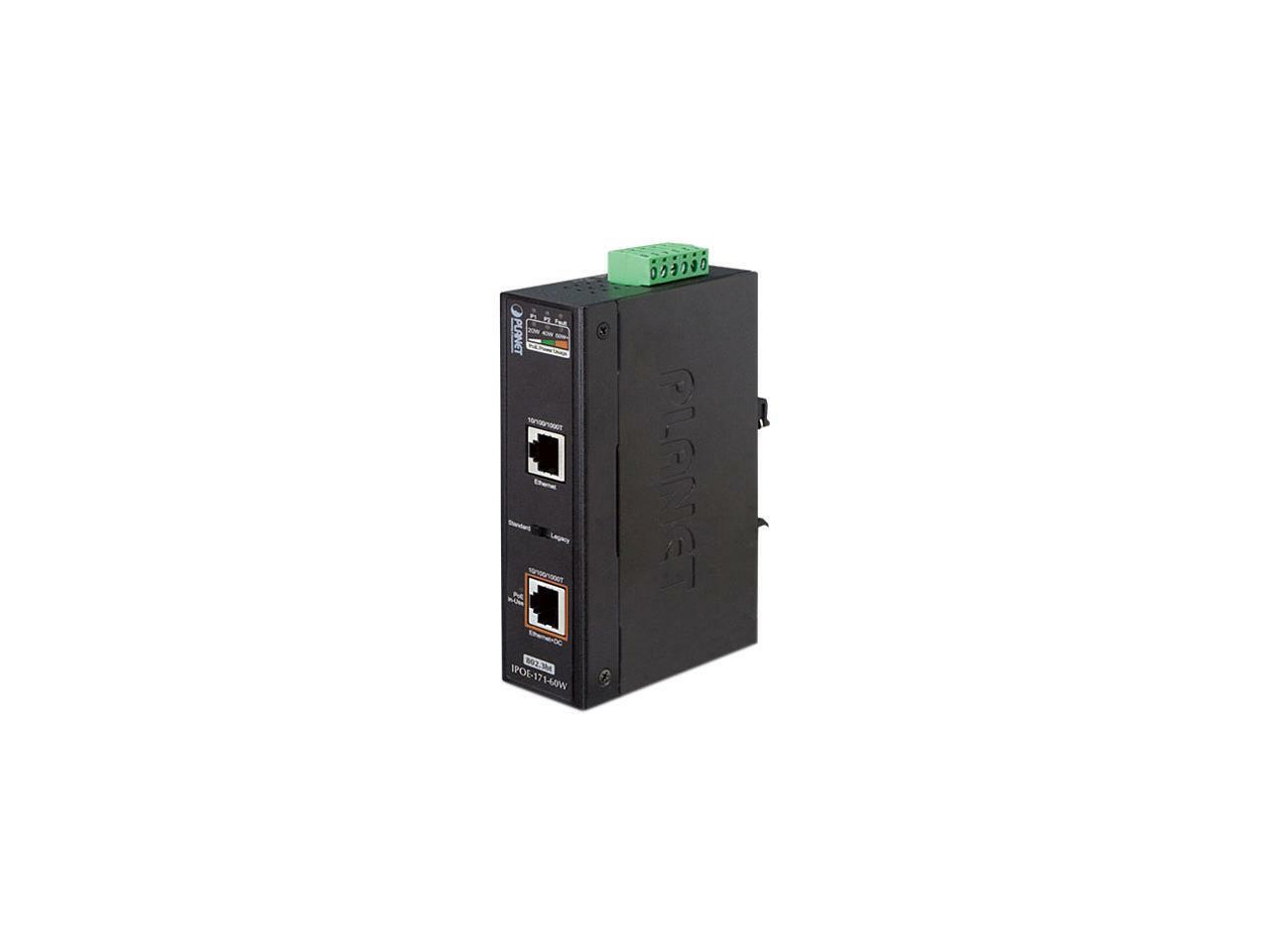 PLANET IPOE-171-60W Industrial Single-Port 10/100/1000 Mbps 802.3bt PoE Injector