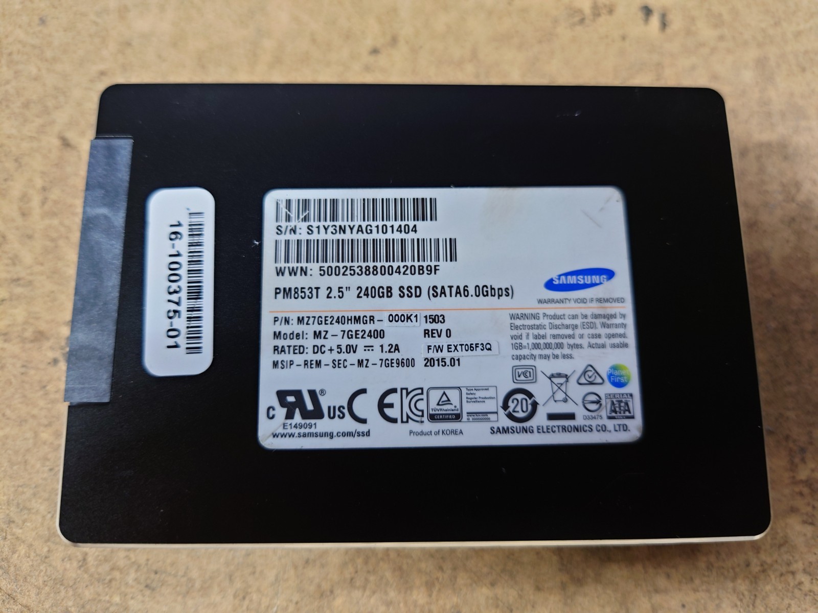 SAMSUNG PM853T 240GB SSD 2.5'' SATA 3 6Gbps MZ-7GE2400