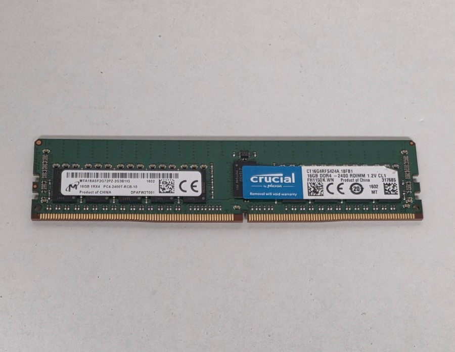 [LOT OF 16 ]Micron 16GB 1Rx4 DDR4-2400Tmhz ECC MEMORY MTA18ASF2G72PZ-2G3B1IG