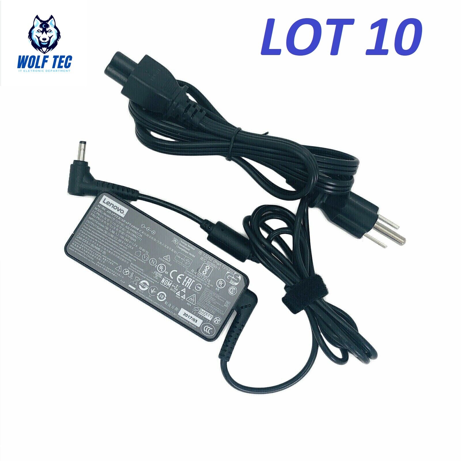 LOT 10 LENOVO 45W 20V 2.25 SMALL TIP ADLX45DLC3A AC ADAPTER CHARGER