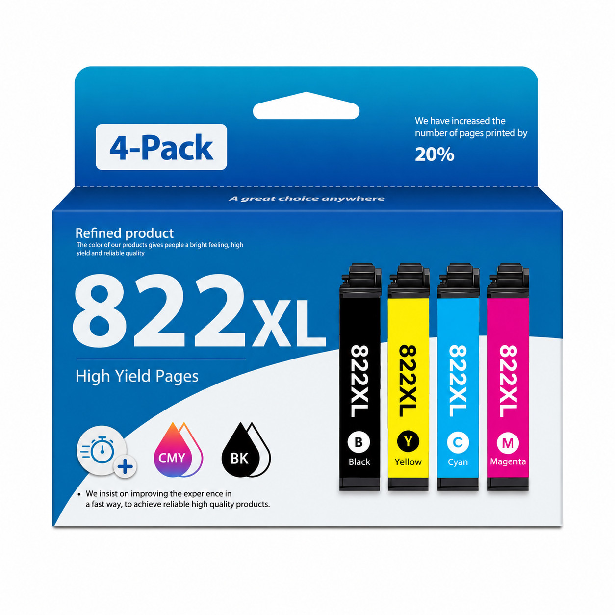 822XL 4PK BK/C/M/Y Compatible Ink for WF-3820 WF-3823 WF-4820 WF-4830 WF-4834
