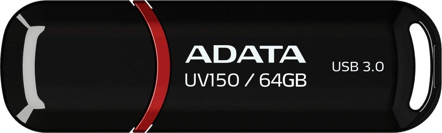 ADATA UV150 64GB USB 3.0 Snap-on Cap Flash Drive, Black (AUV150-64G-RBK) by ADAT