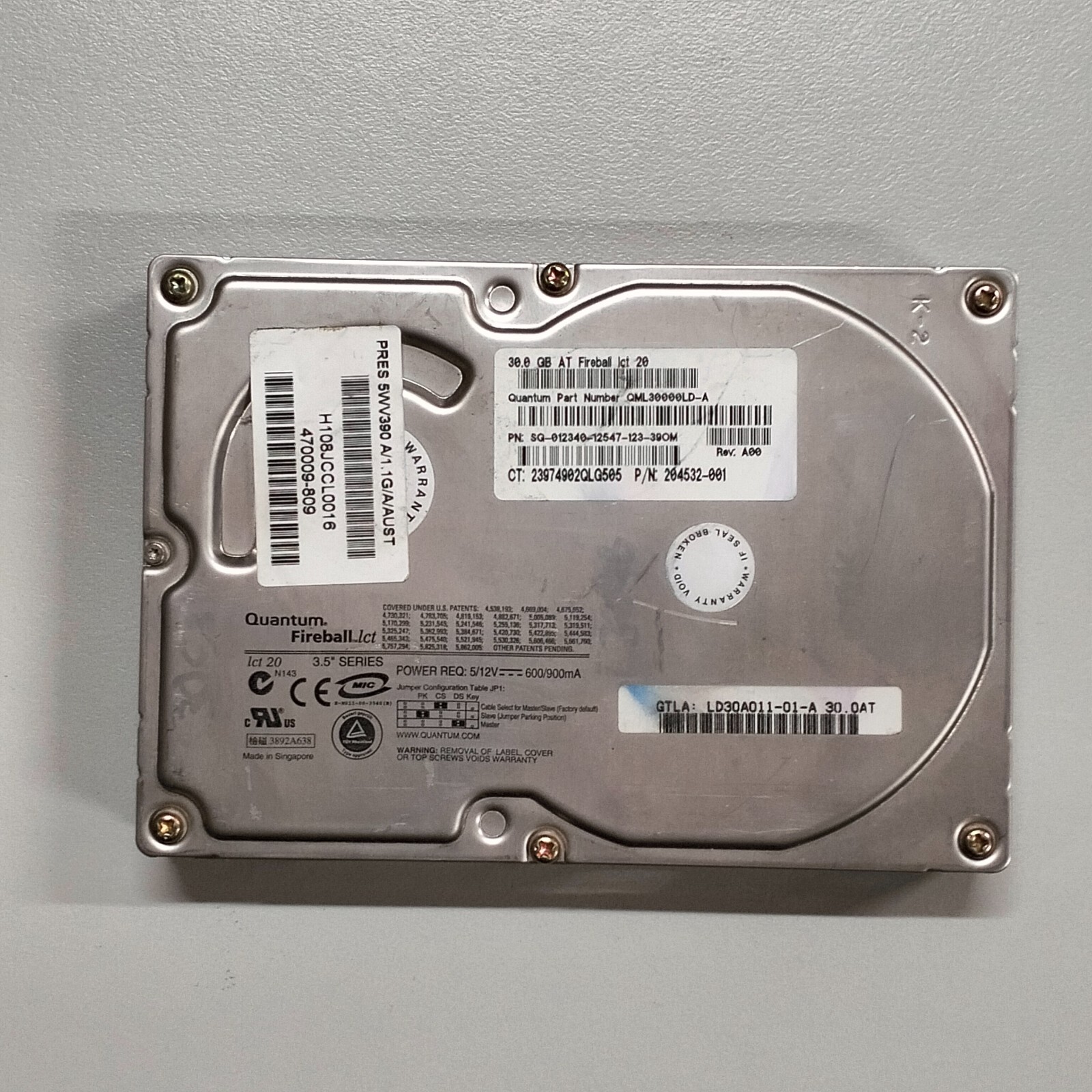 Quantum Fireball LCT20 30GB 3.5" IDE HDD ATA/100 4500RPM 128KB QML30000LD-A