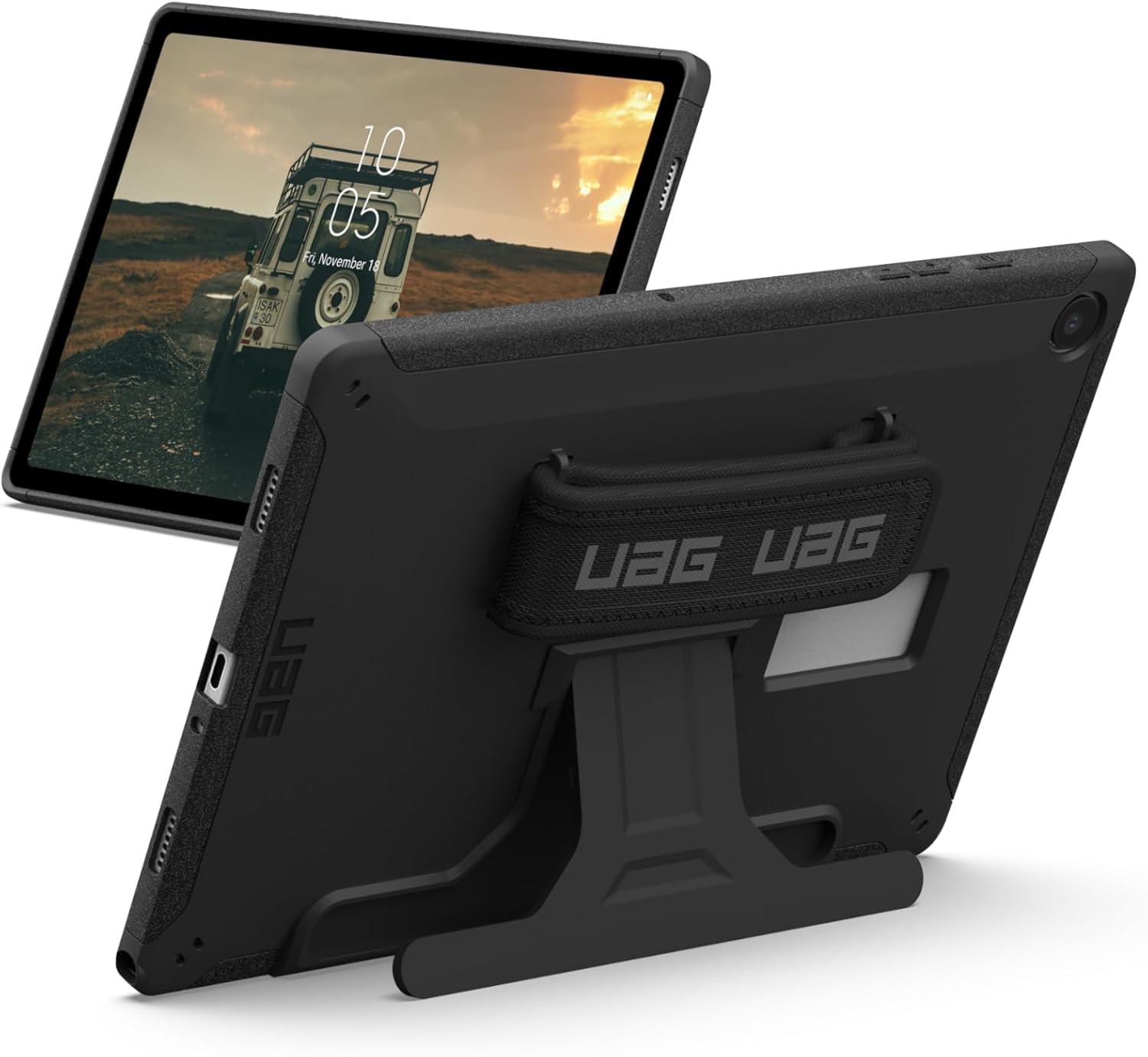 Samsung Galaxy Tab A9 Plus 11" Case SM-X210 with Kickstand & Handstrap Black