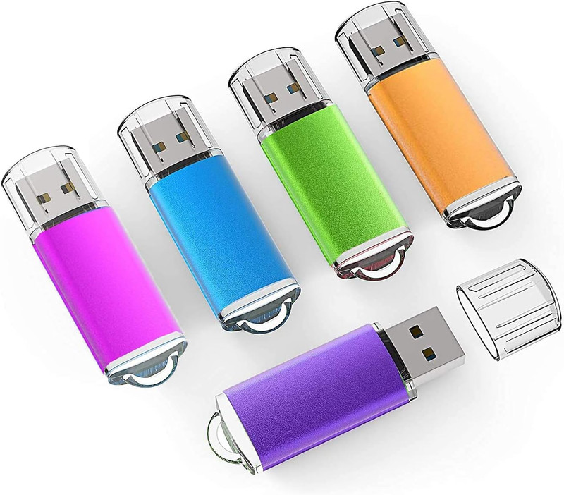 USB Flash Drive 5 Pack Memory Stick Multi-Color Thumb Drives for PC Mac Laptop