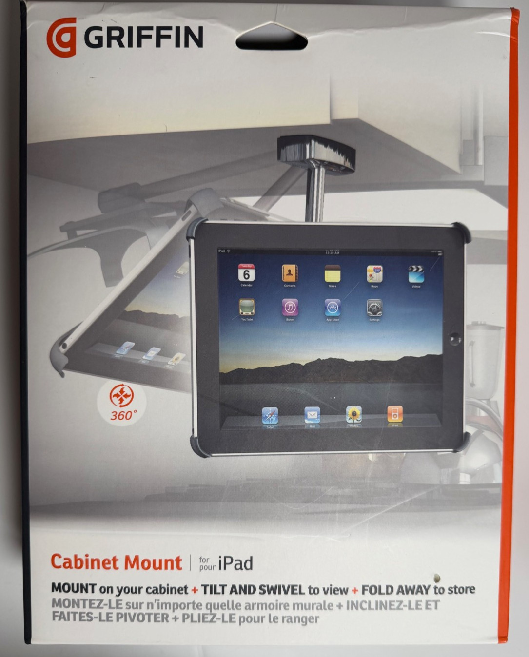 360" Swivel and Tilt Cabinet Mount for iPad Hardware Fold Away for iPad 1st Gen.